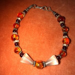 Amber and garnet bracelet
